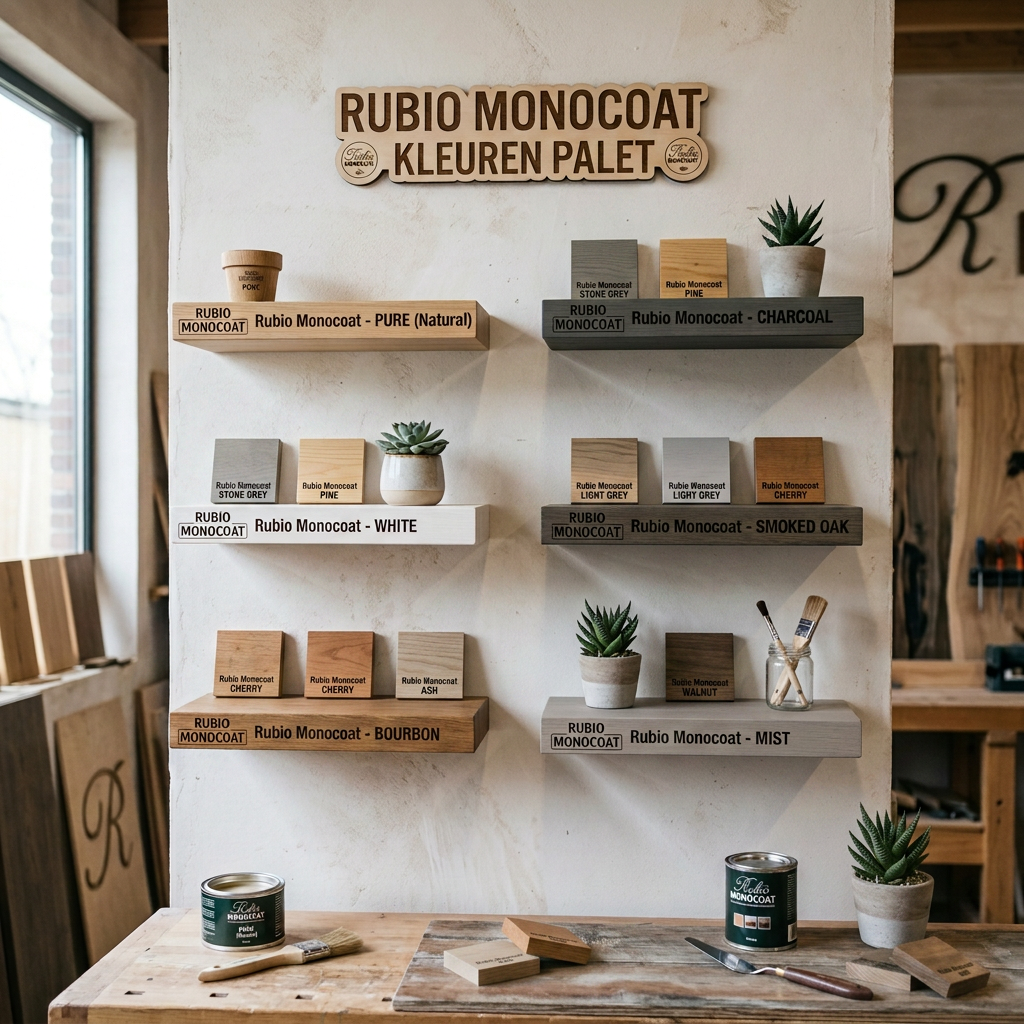 Alle Rubio Monocoat kleuren voor zwevende planken